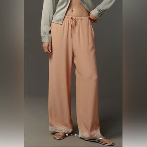 NWT Anthropologie Lace Trim Pull On Pants